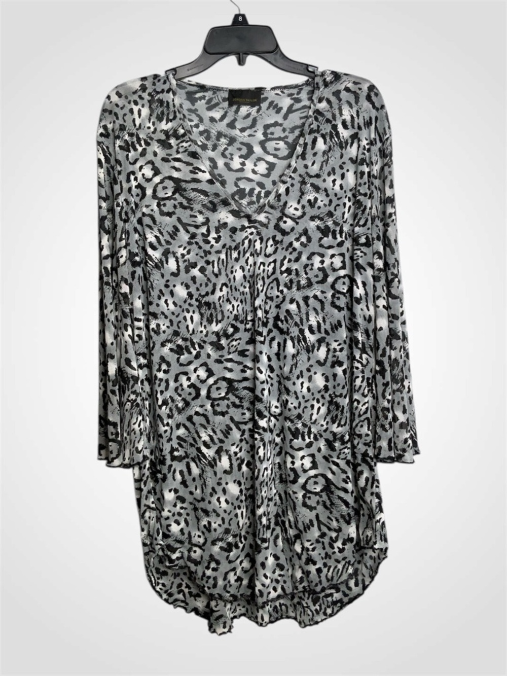 Jordan Taylor Grey & Black Animal Print V-Neck Swim Coverup 1X